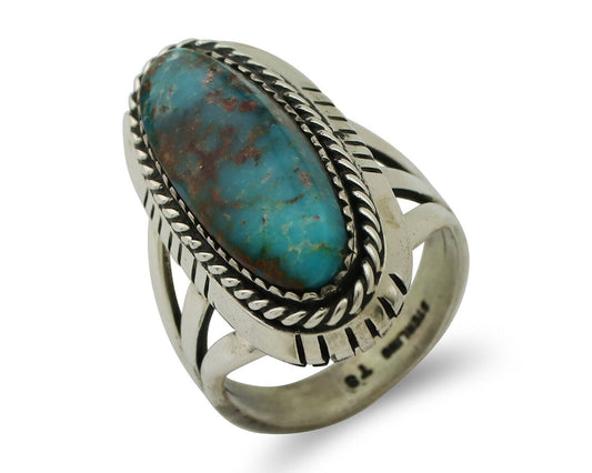 Navajo Handmade Ring 925 Silver Nevada Turquoise Artist Signed TS C.80's