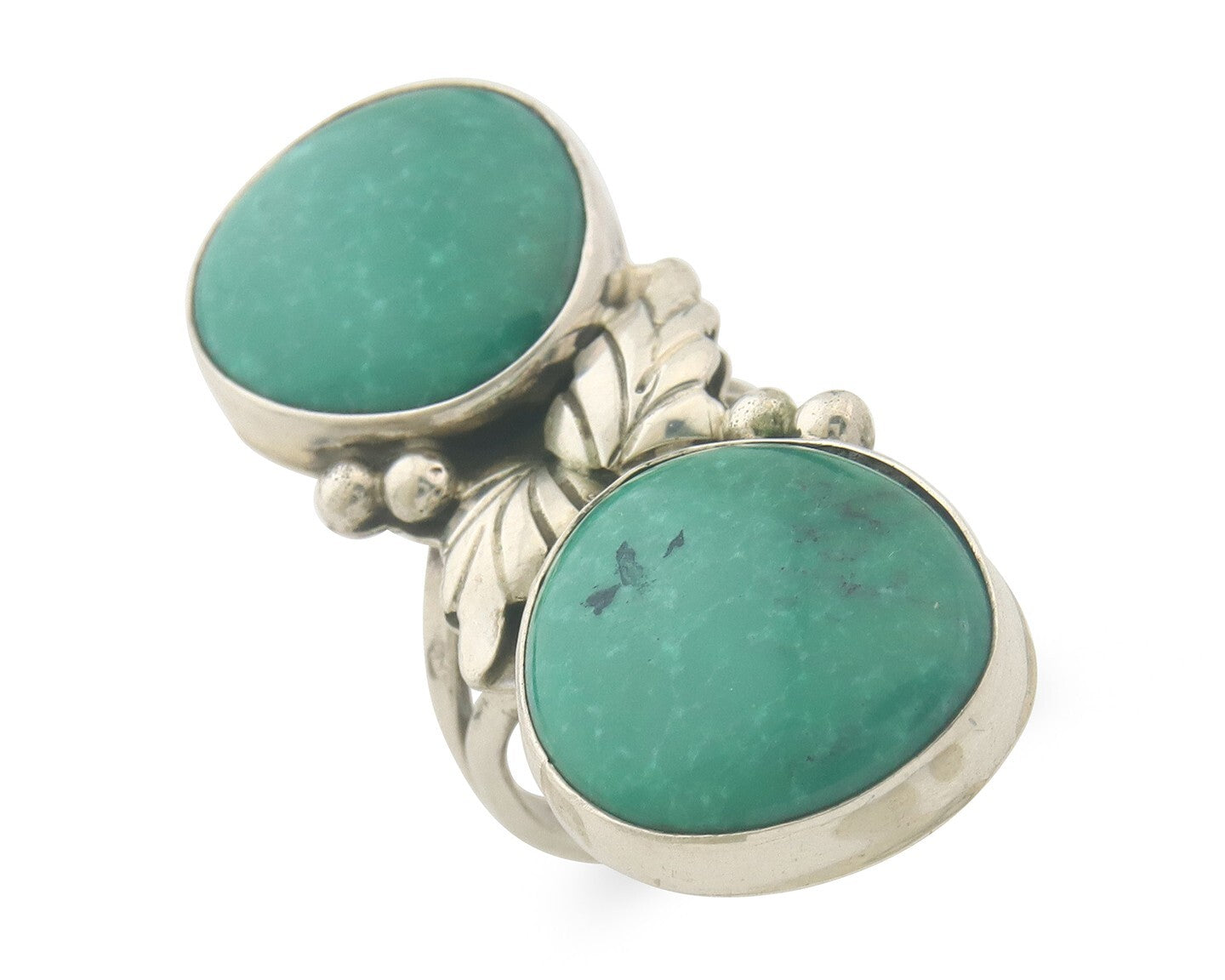 Vintage Navajo Ring 925 Sterling Authentic Turquoise Signed LB Size 7.75