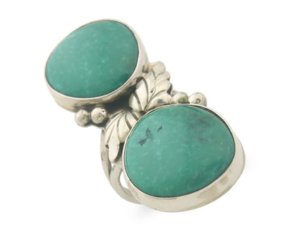 Vintage Navajo Ring 925 Sterling Authentic Turquoise Signed LB Size 7.75