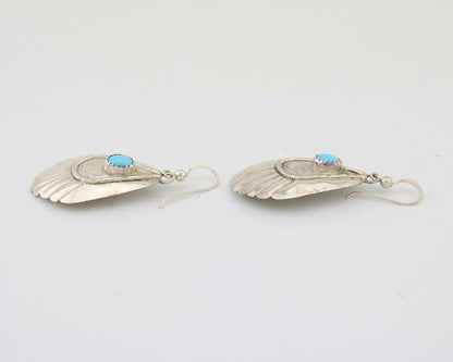 Navajo Earrings 925 Silver Turquoise Artist Signed Dean Brown C.80's
