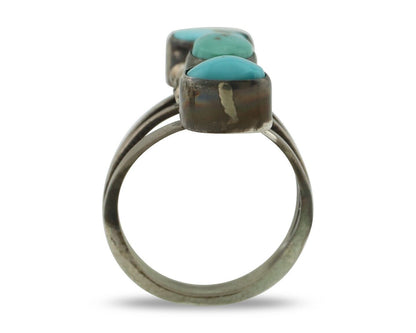 Navajo Ring 925 Silver Natural Blue Turquoise Native American Artist C.80's