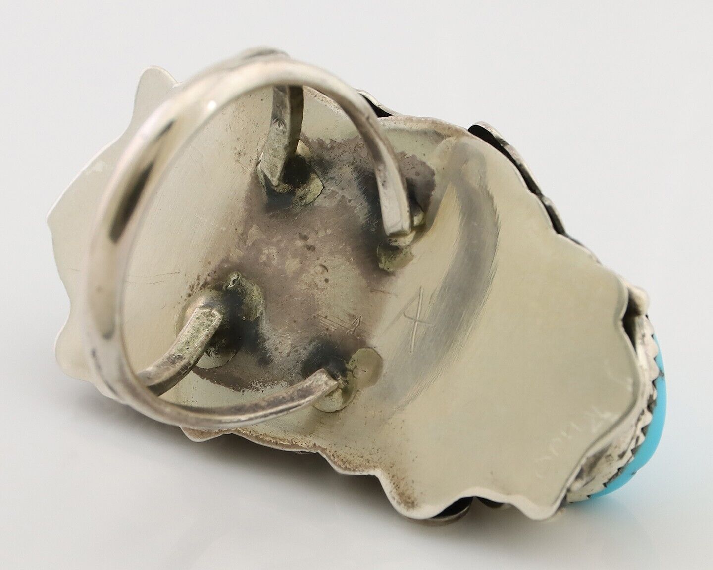 Navajo Ring 925 Silver Sleeping Beauty Turquoise Native American Artist C.80's