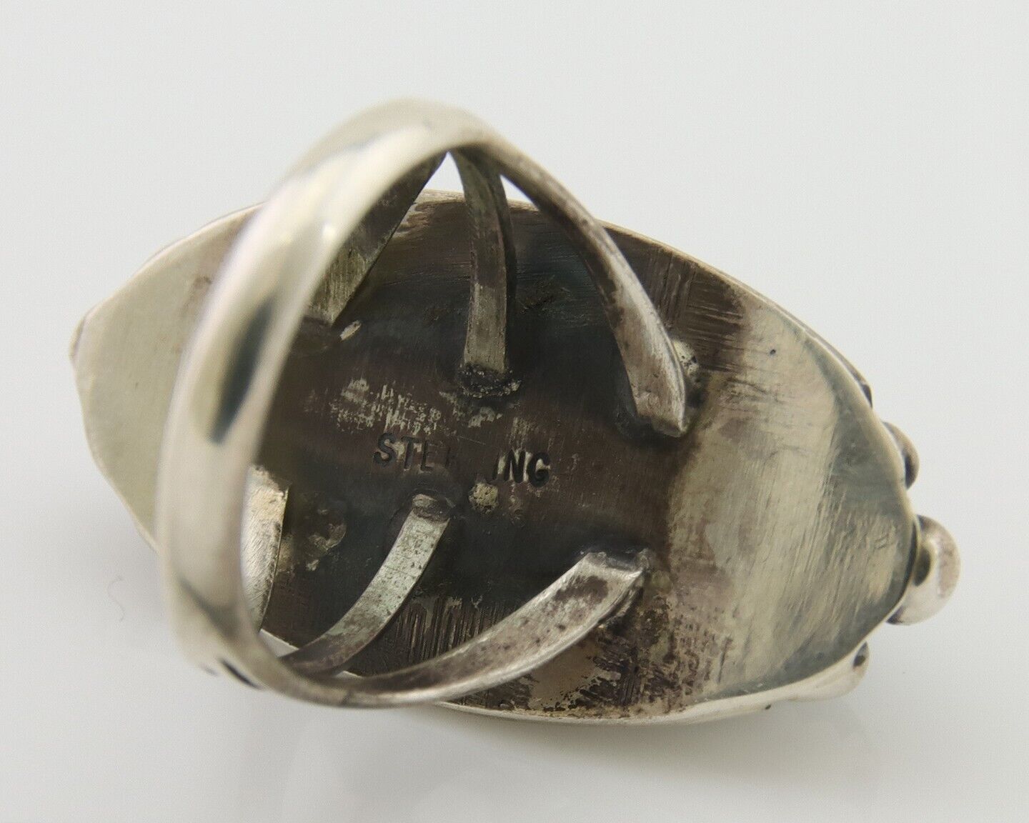 Navajo Handmade Ring 925 Silver Black Onyx Artist Signed SC C.80's