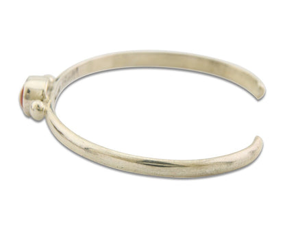 Navajo Bracelet .925 Silver Mediterranean Red Coral Cuff Native Artist C.80's