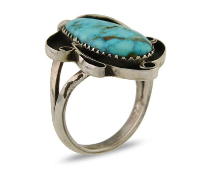 Navajo Ring 925 Sterling Silver Natural Turquoise Native American Artist C.80's