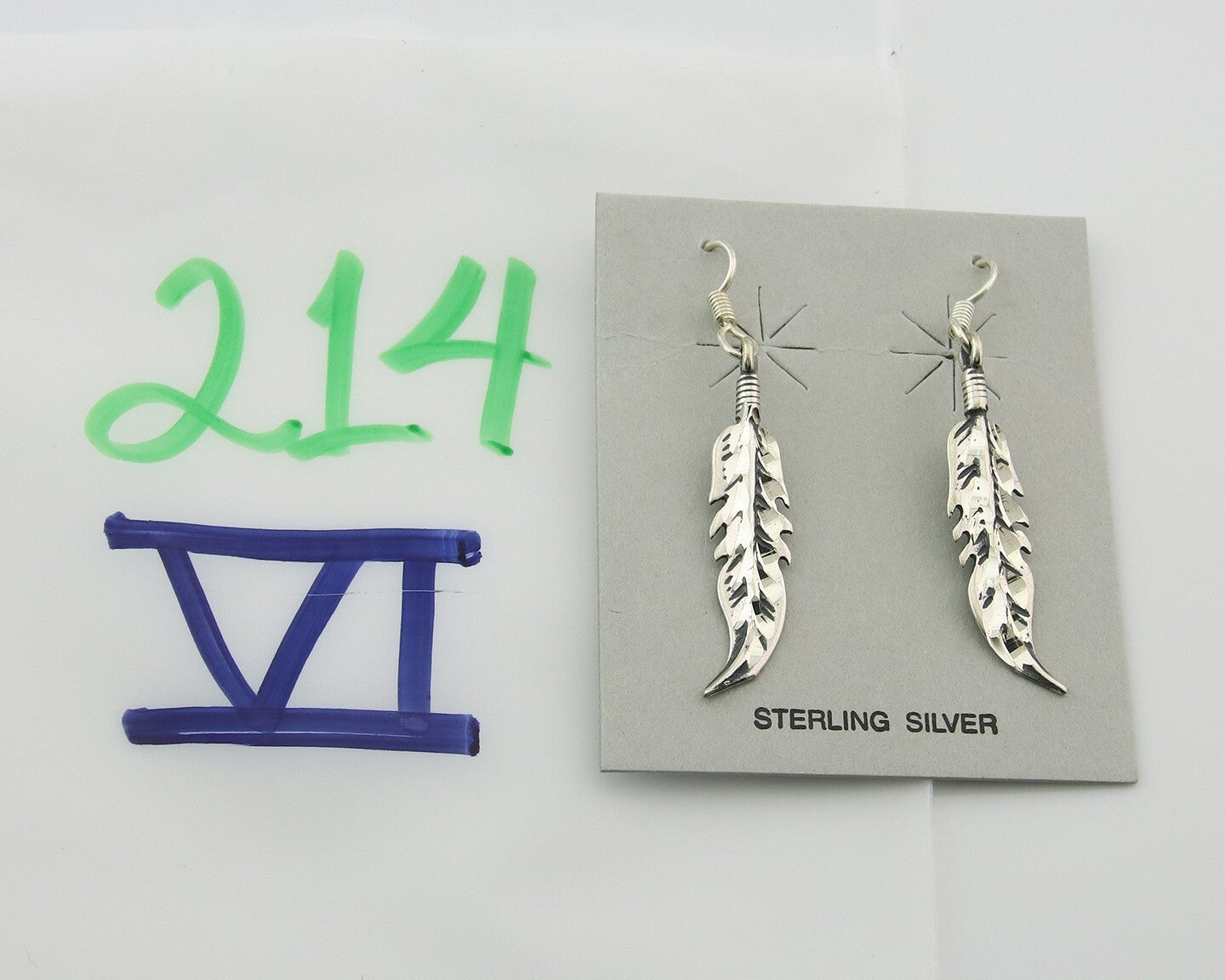 Navajo Feather Earrings Sterling Silver Dangle Vintage Authentic Signed Masha