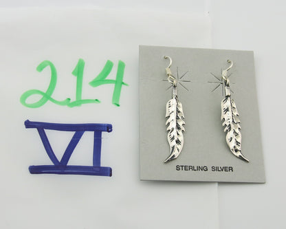 Navajo Feather Earrings Sterling Silver Dangle Vintage Authentic Signed Masha