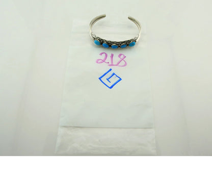 Navajo Cuff Bracelet 925 Sterling Silver Turquoise Handmade Vintage Signed R