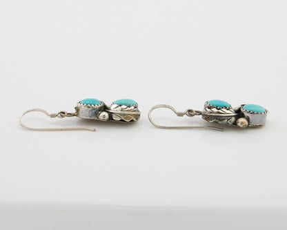 Navajo Dangle Earrings 925 Silver Natural Turquoise Native American Artist C80s