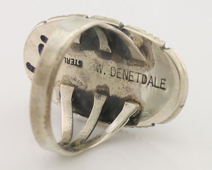 Navajo Ring 925 Silver Natural Turquoise Artist Signed William Denetdale C.80's