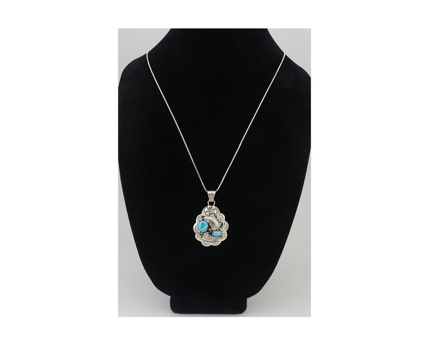 Navajo Necklace 925 Silver Turquoise Native Artist Signed Wilbert Benally C.80s