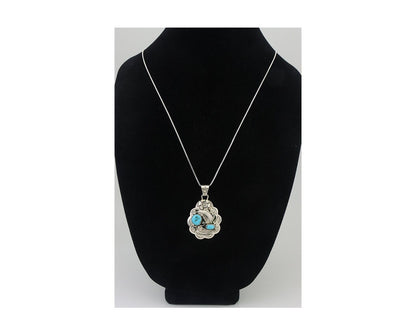 Navajo Necklace 925 Silver Turquoise Native Artist Signed Wilbert Benally C.80s