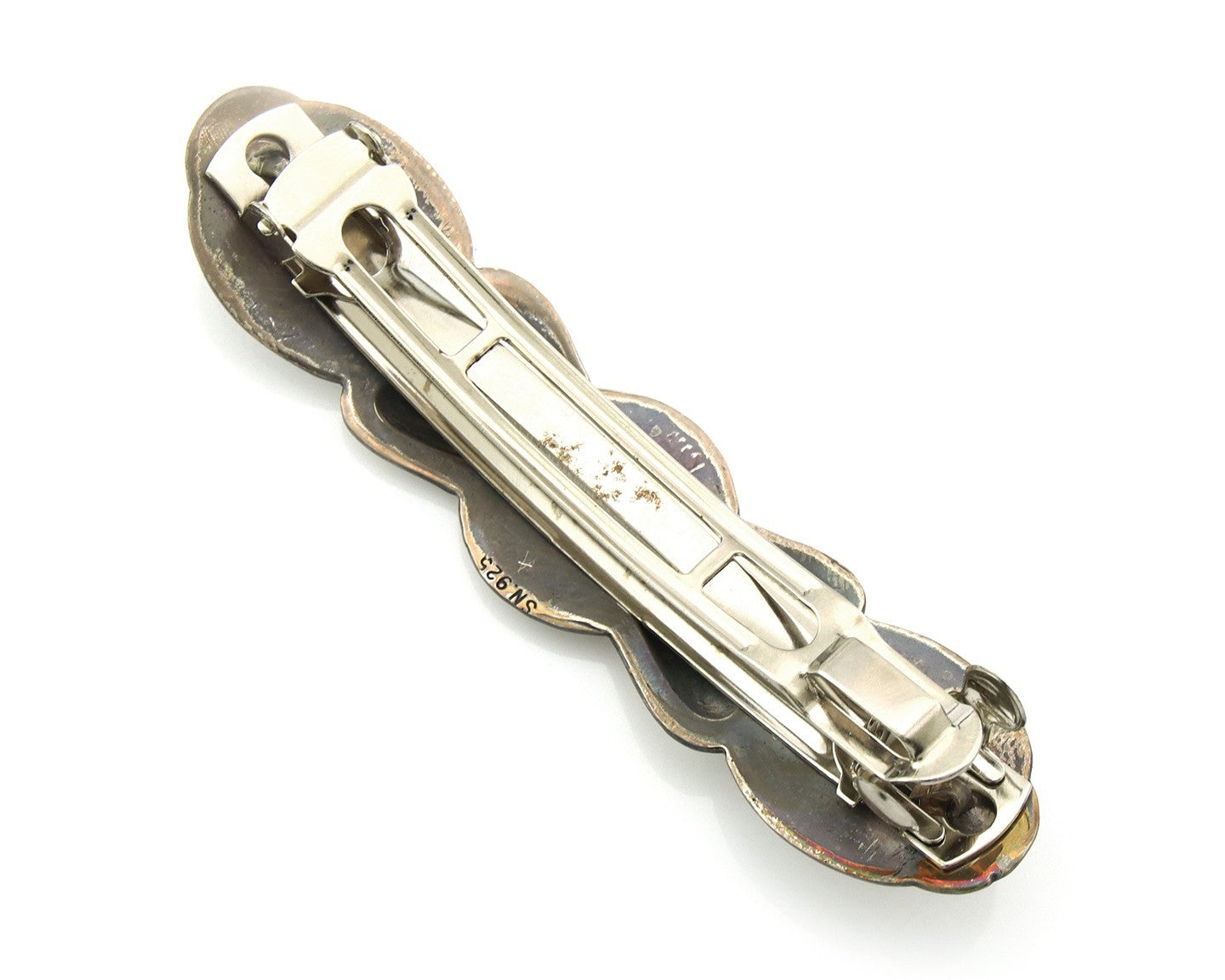 Vintage Navajo Barrette 925 Sterling Silver Hand Stamped Signed SN