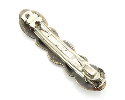 Vintage Navajo Barrette 925 Sterling Silver Hand Stamped Signed SN