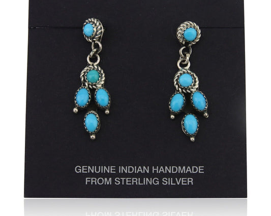 Navajo Paw Earrings 925 Silver Blue Turquoise Native American Artist C.80's