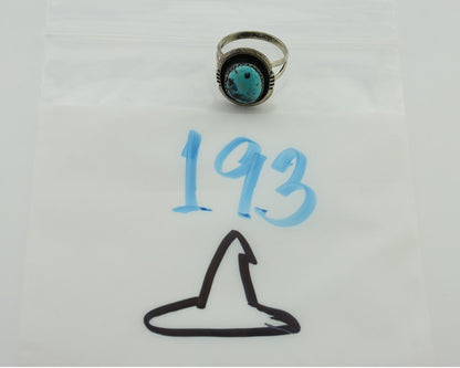 Navajo Ring 925 Silver Natural Mined Blue Turquoise Native American Artist C80s