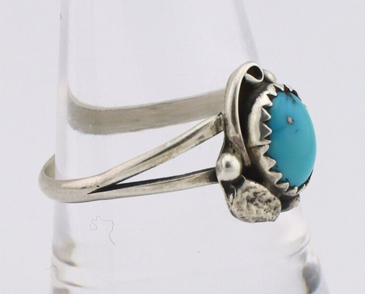 Navajo Ring 925 Silver Sleeping Beauty Turquoise Native American Artist C.80's