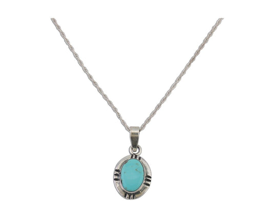 Navajo Necklace 925 Silver Natural Kingman Turquoise Native American C.80's