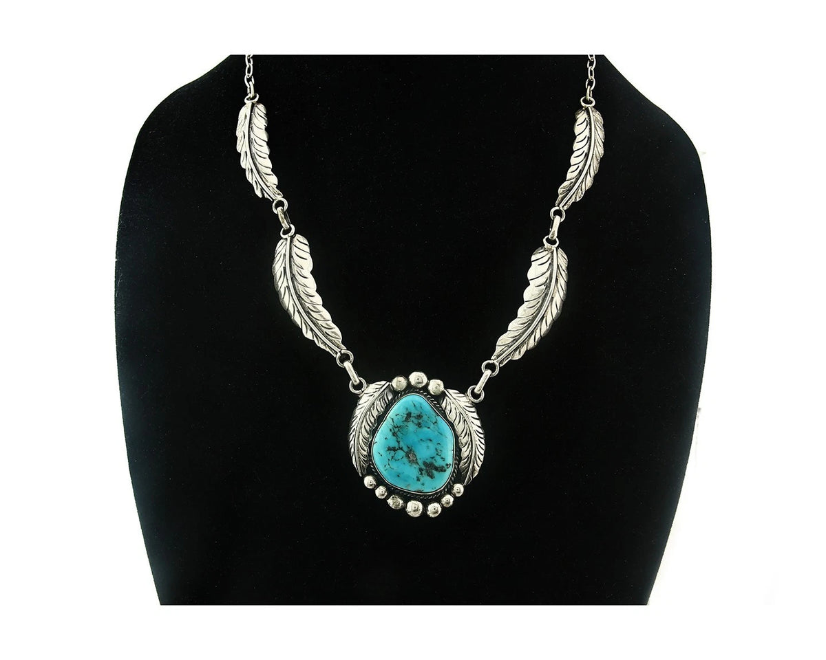 Navajo Necklace Natural Green Turquoise Vintage Signed M Montoya C.80's