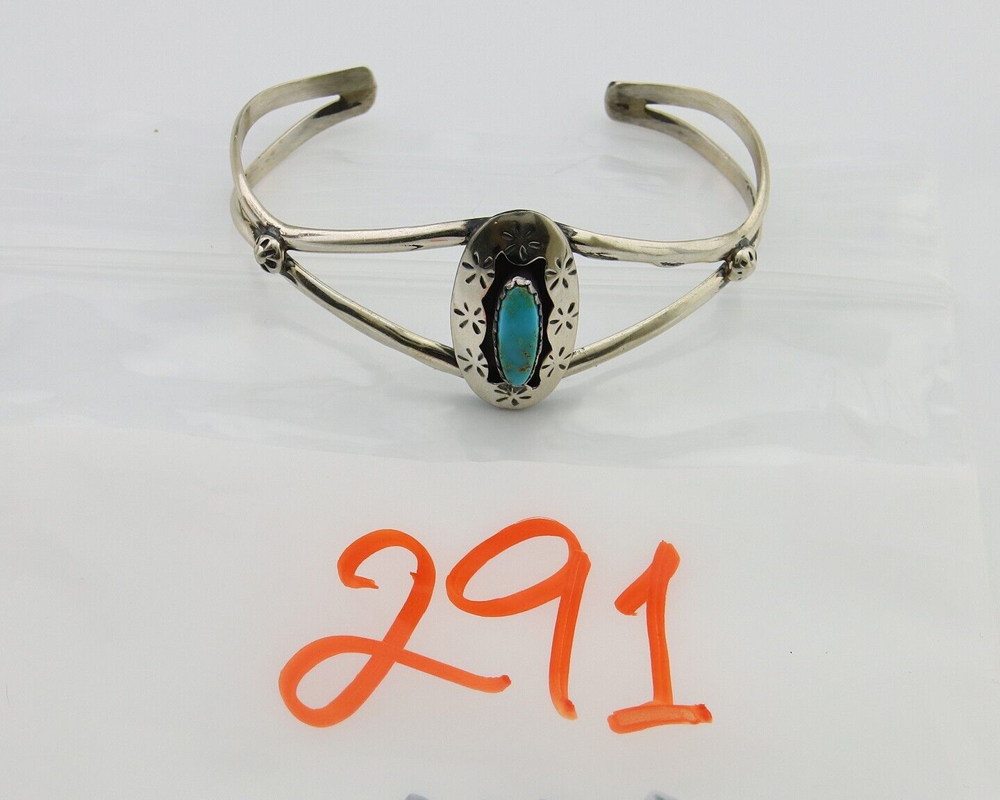 Navajo Cuff Bracelet 925 Silver Turquoise Cuff Artist Signed IJC C.80's