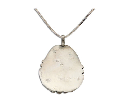 Navajo Pendant 925 Silver Turquoise Native Artist Signed The Blue Indian 1995