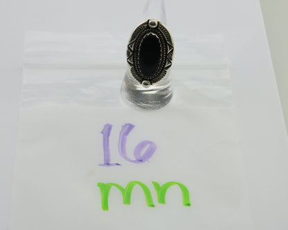 Navajo Ring 925 Silver Black Onyx Artist Signed V & N Edsitty C.80's