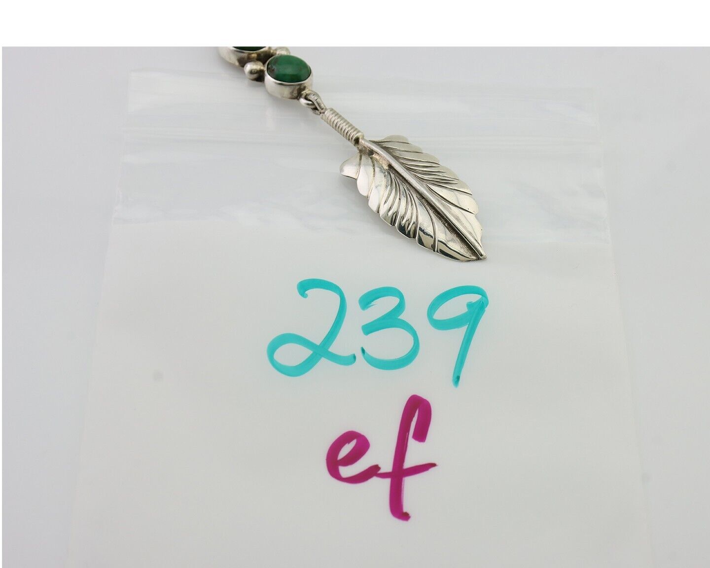 Navajo Feather Turquoise Necklace 925 Silver Artist Signed M Montoya C.80's