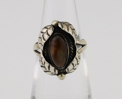 Navajo Handmade Ring 925 Silver Natural Fire Opal Native Artist Size 4.5 C.80's