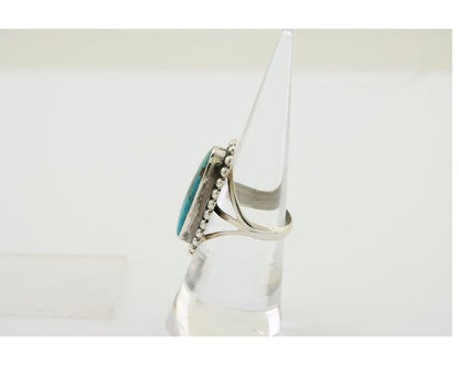 Navajo Shield Ring 925 Silver Arizona Turquoise Native Artist C.80's