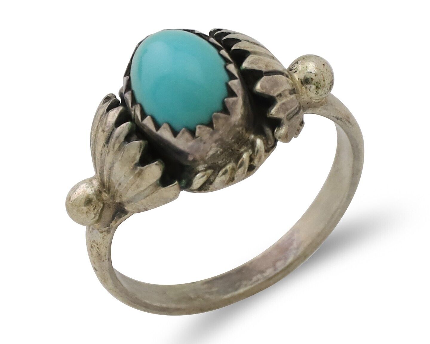 Navajo Ring 925 Silver Kingman Turquoise Native American Artist Made In 1985