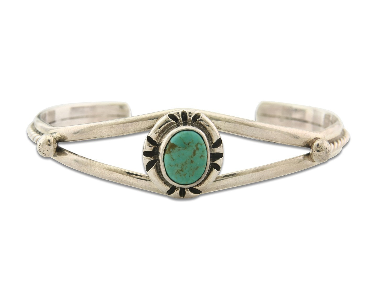Vintage Navajo Bracelet 925 Silver Turquoise Tranditional Handmade Signed Gecko