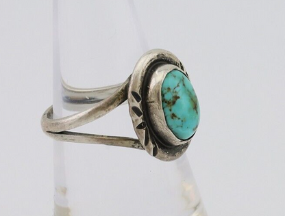 Navajo Ring 925 Silver Kingman Turquoise Native American Artist C.80's