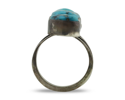 Navajo Ring 925 Silver Natural Blue Turquoise Native American Artist C.80's