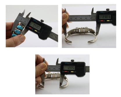 Navajo Bracelet 925 Silver Natural Blue Turquoise Native American Artist C.80's