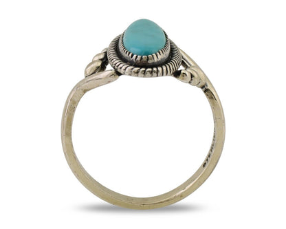 Navajo Ring 925 Silver Natural Kingman Turquoise Signed Wheeler MFG C.80's
