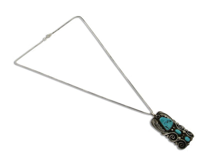 Navajo Necklace 925 Silver Natural Turquoise Native American Artist C.80's