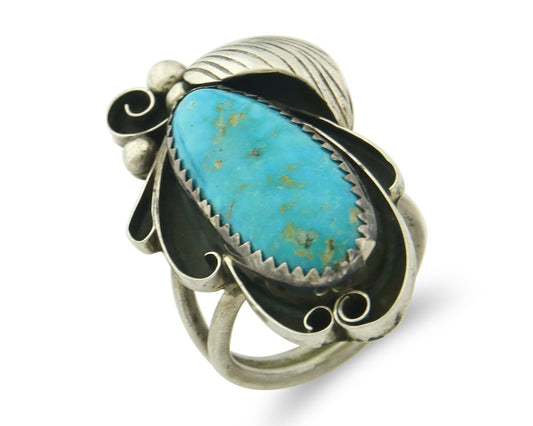 Vintage Navajo Ring Sterling Silver Authentic Turquoise Handmade Size 5.5