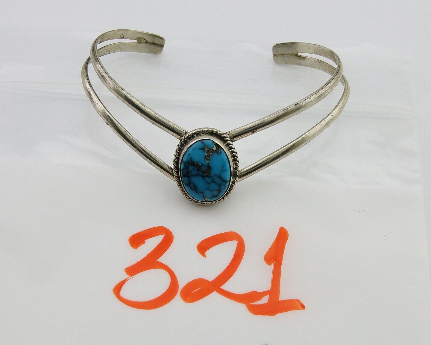 Navajo Bracelet 925 Silver Cuff Turquoise Handmade Artist Signed MC C.80's