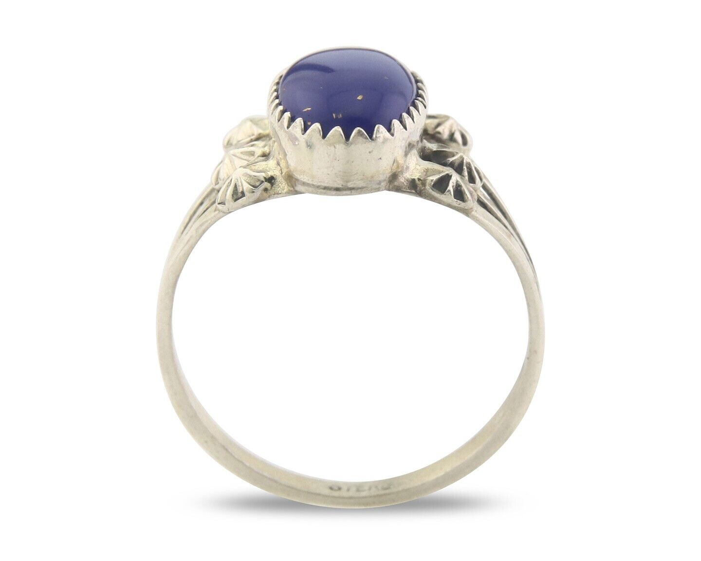 Navajo Ring 925 Sterling Natural Lapis Handmade Native Artist C.80's