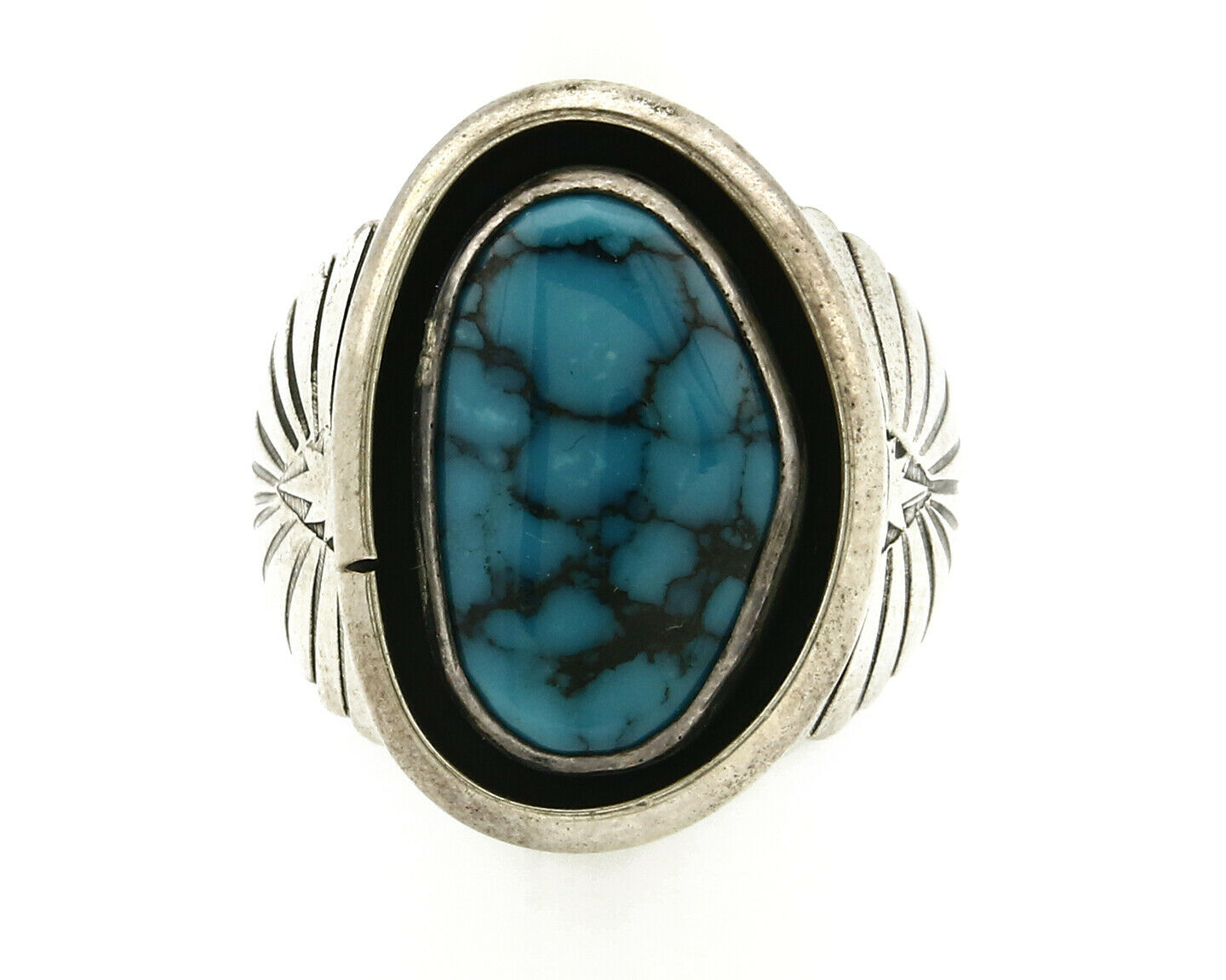 Navajo Ring .925 SOLID Silver China Mountain Turquoise Signed Doug Zachary C.80
