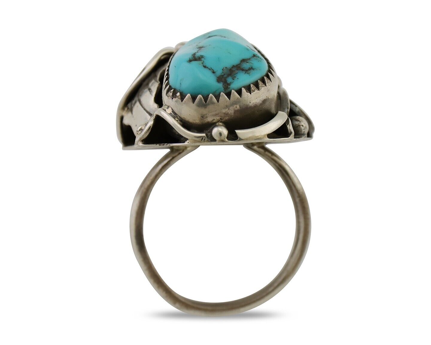 Navajo Ring 925 Silver Sleeping Beauty Turquoise Native American Artist C.80's