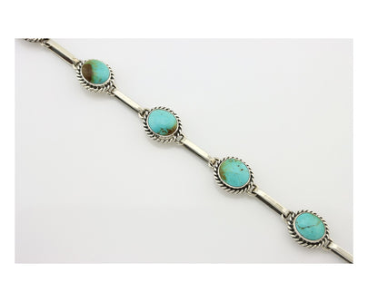 Navajo Link Bracelet .925 Silver Blue Turquoise Native American Artist C.80's