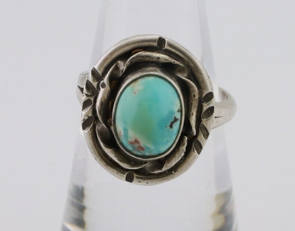 Navajo Ring 925 Silver Kingman Turquoise Native American Artist C.80's