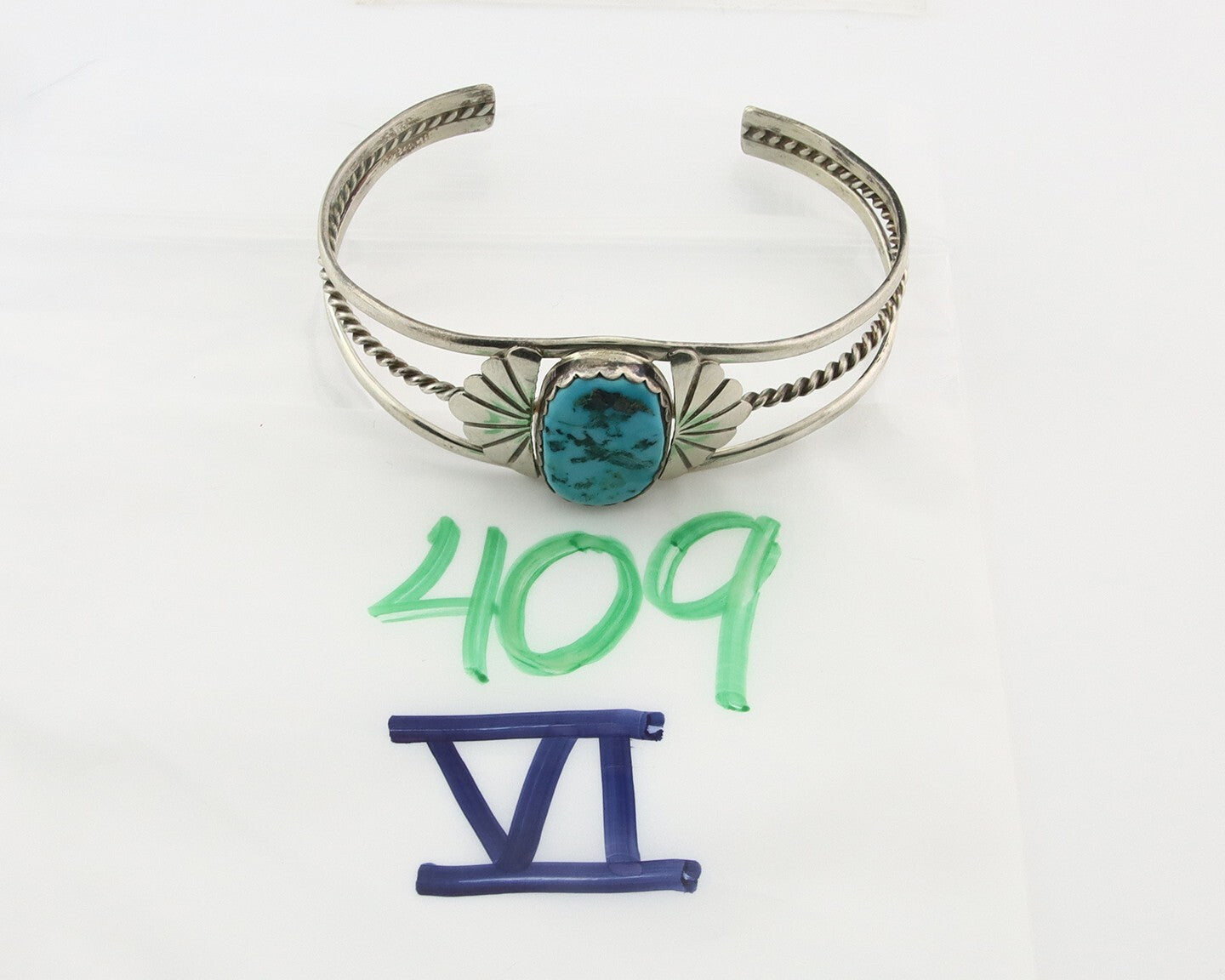 Vintage Navajo Bracelet 925 Silver Turquoise Handmade Signed L T Chee