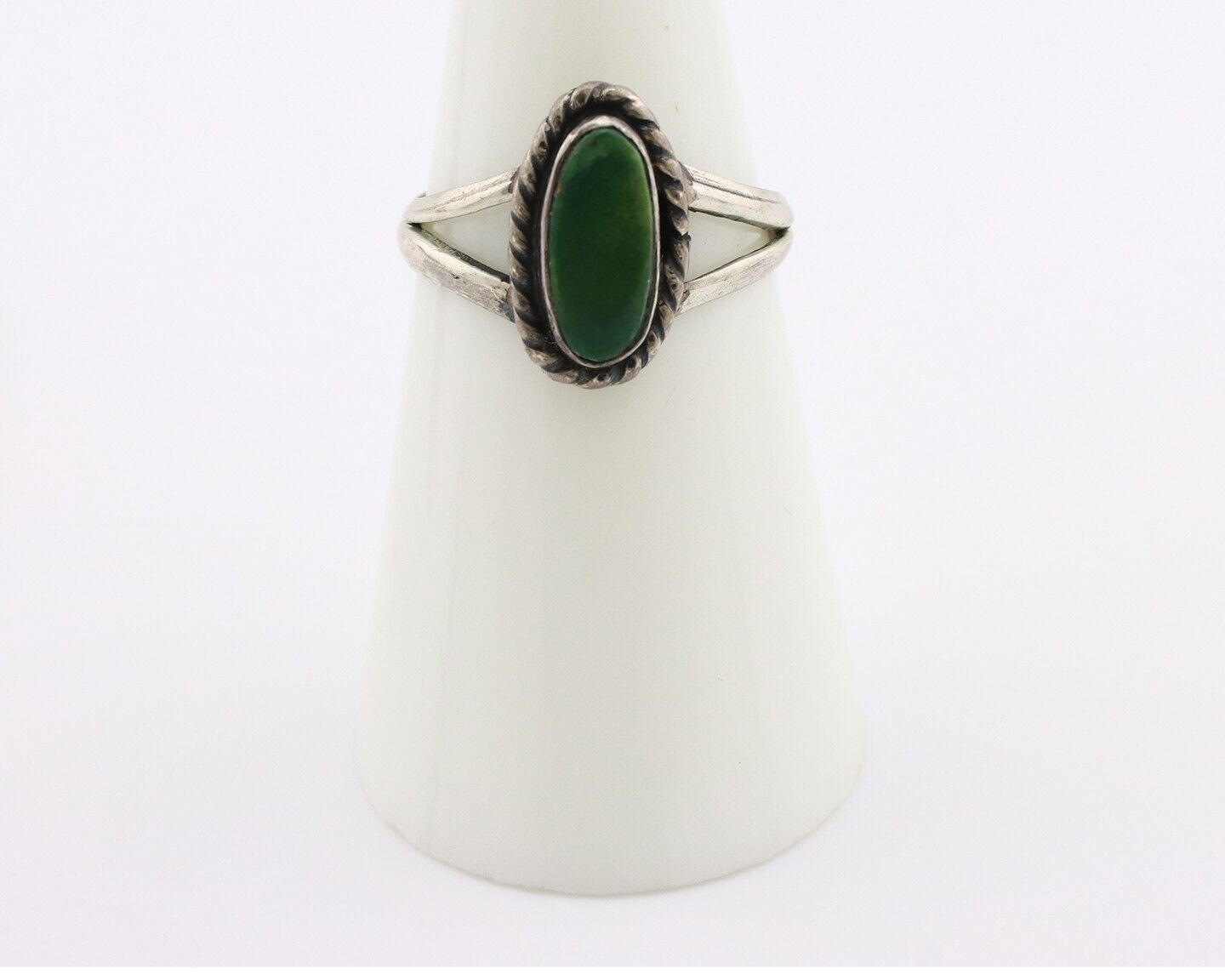 Navajo Ring 925 Silver Green Turquoise Native American Artist C.80's