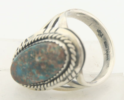 Vintage Navajo Ring 925 Sterling Authentic Turquoise Artist Signed TS Size 7.25