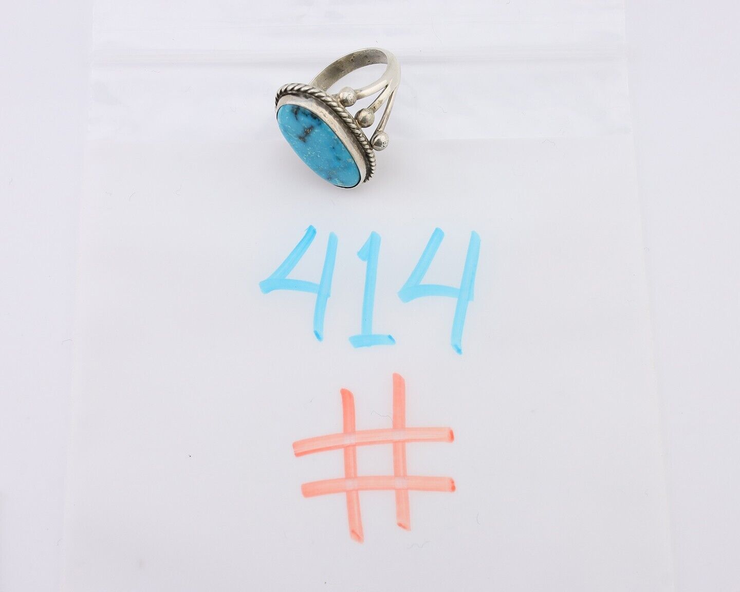 Navajo Ring 925 Silver Natural Blue Turquoise Native American Artist C.80's