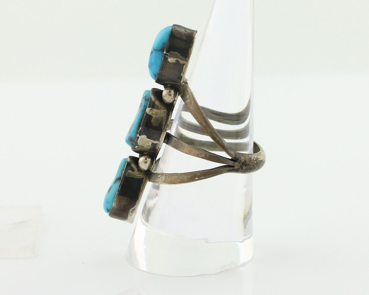 Navajo Ring 925 Silver Natural Blue Turquoise Native American Artist C.80's