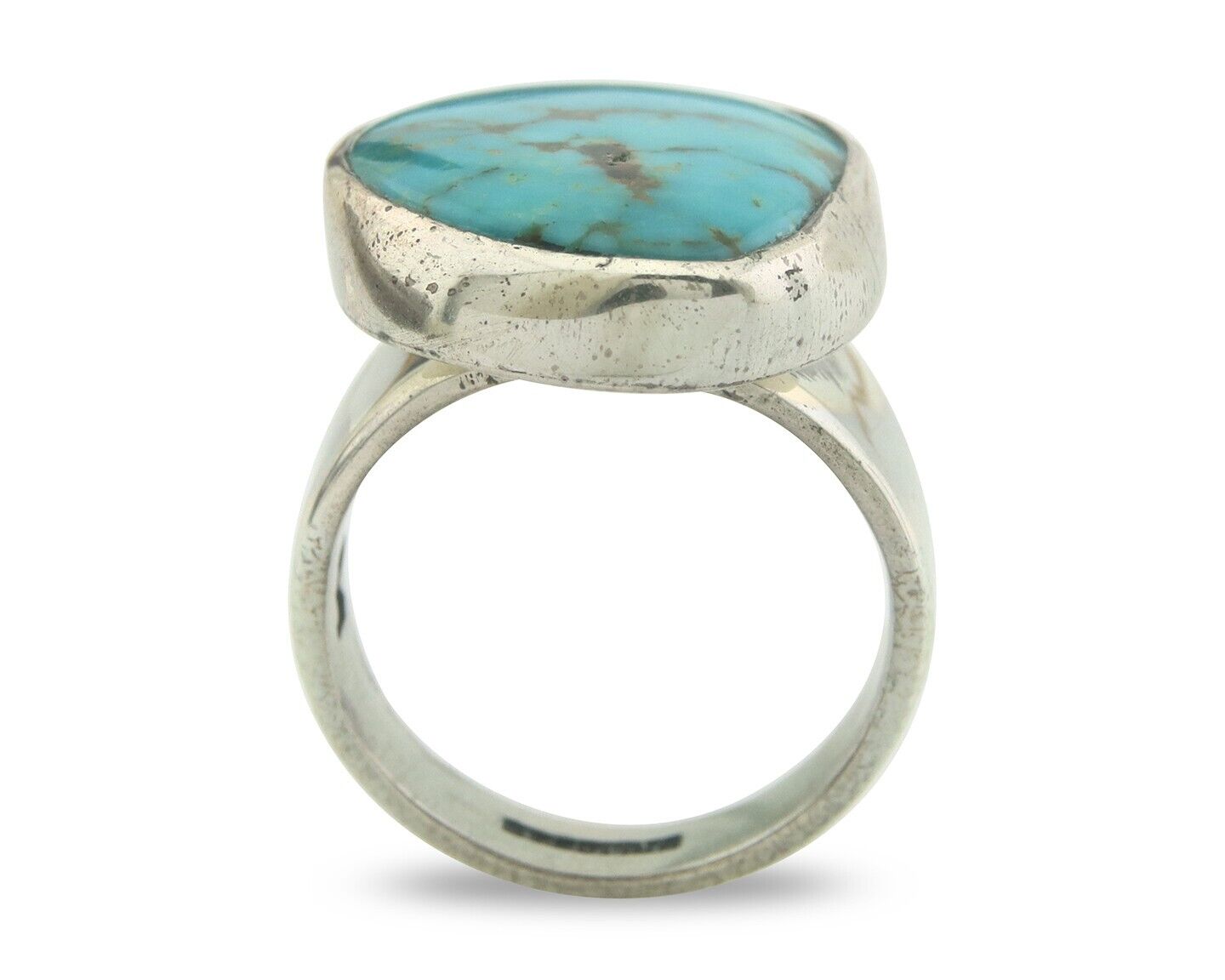 Navajo Ring 925 Sterling Turquoise Handmade Signed M Montoya C.80's Size 8.0