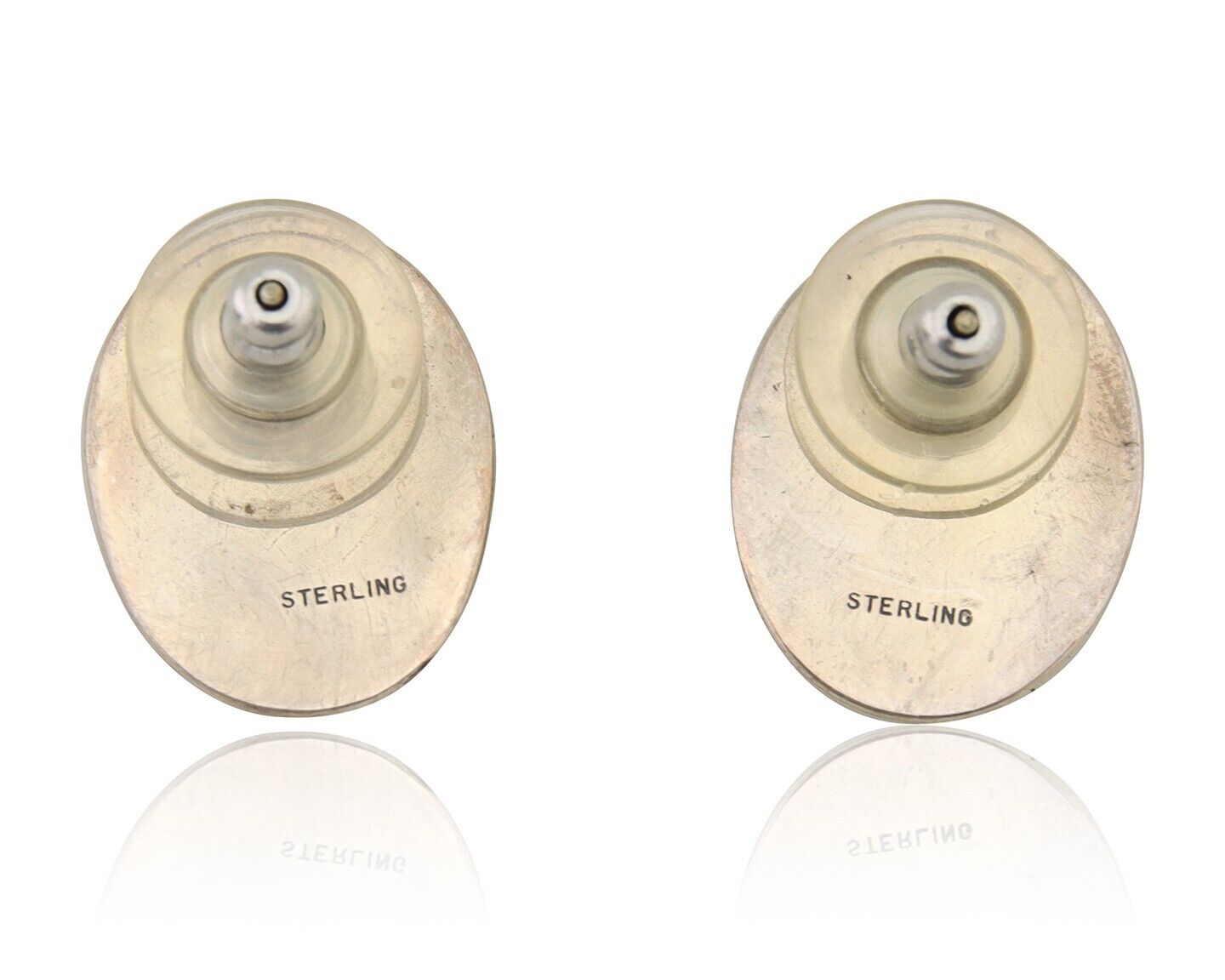 Navajo Earrings 925 Silver Natural Blue Native American Artist C.80's